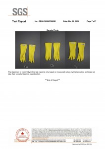 test report of 80g yellow household rubber latex gloves for cleaning washing